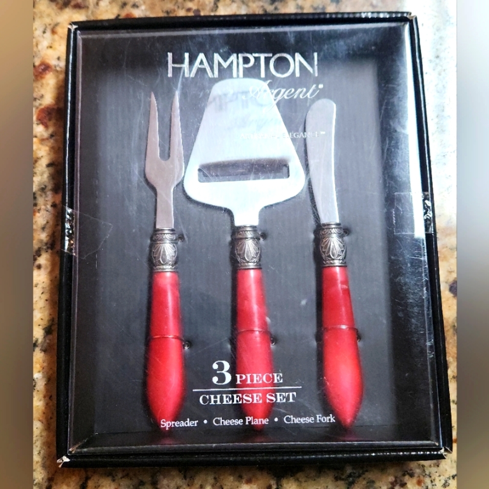 Red 3-Piece Cheese Knife Set